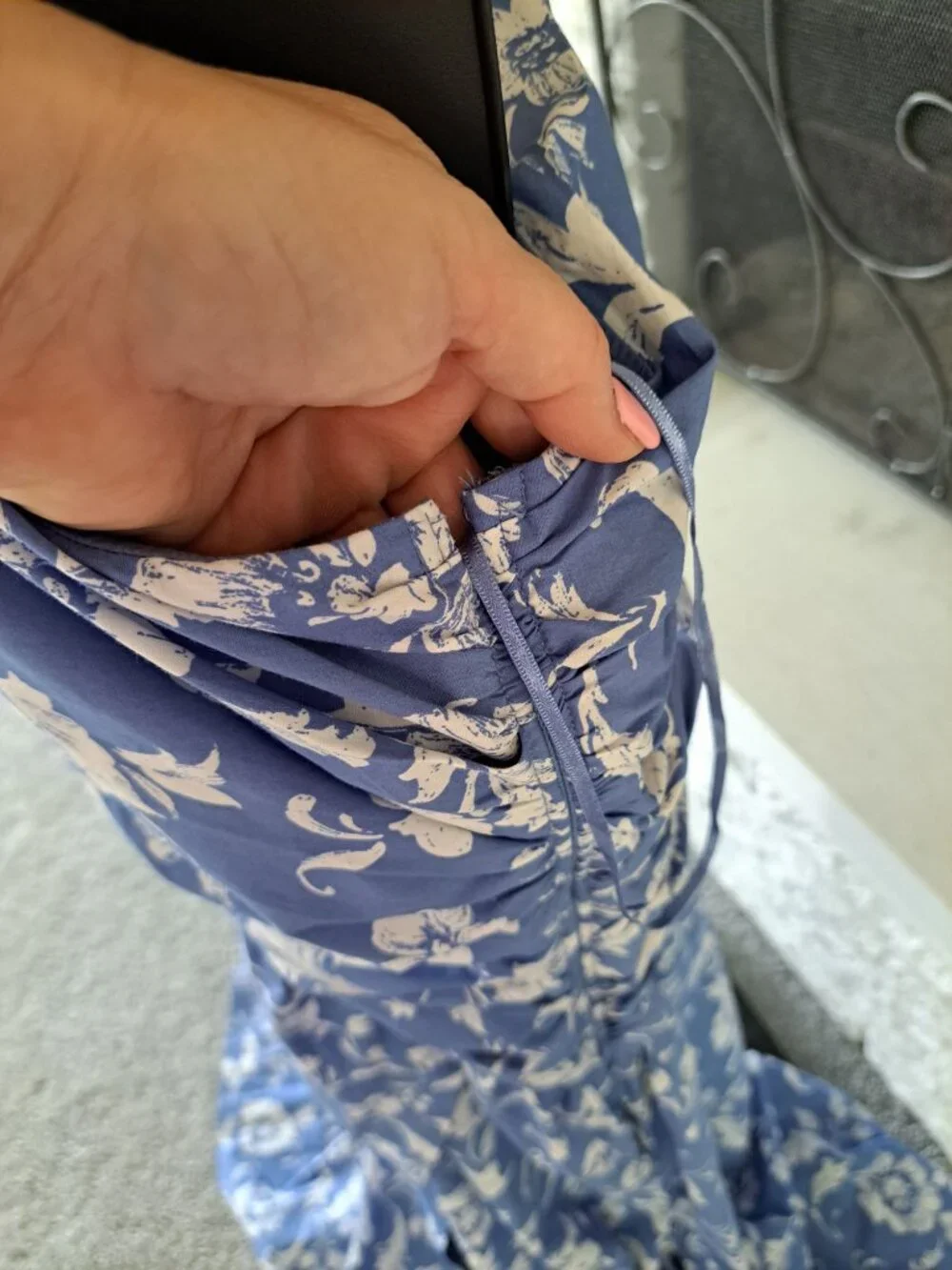 New Abercrombie & Fitch Maxi Womens One-Shoulder White Blue Floral Dress Size L - Picture 6 of 13